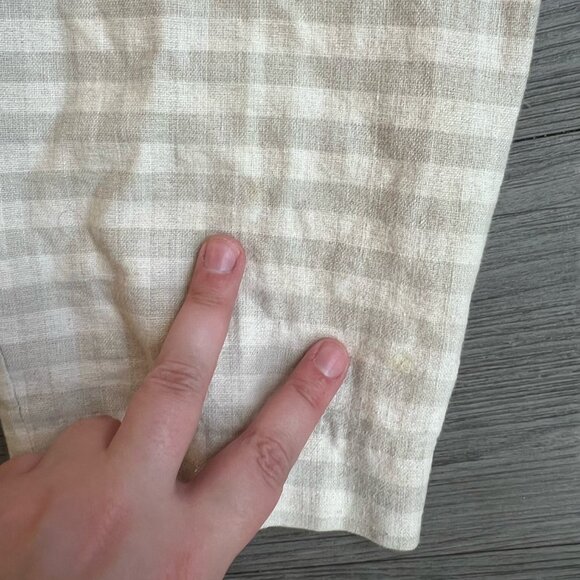 Vtg 90s Paul Harris Design Cream Checkered Gingham Linen Blend Trousers Size 4 - Picture 5 of 6